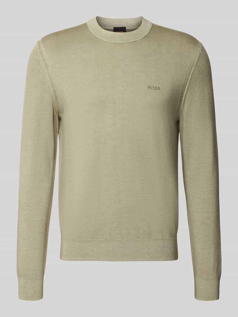 BOSS Orange Regular Fit Pullover aus reiner Schurwolle Modell 'Kestefo' in Lind, Größe L 2113902L