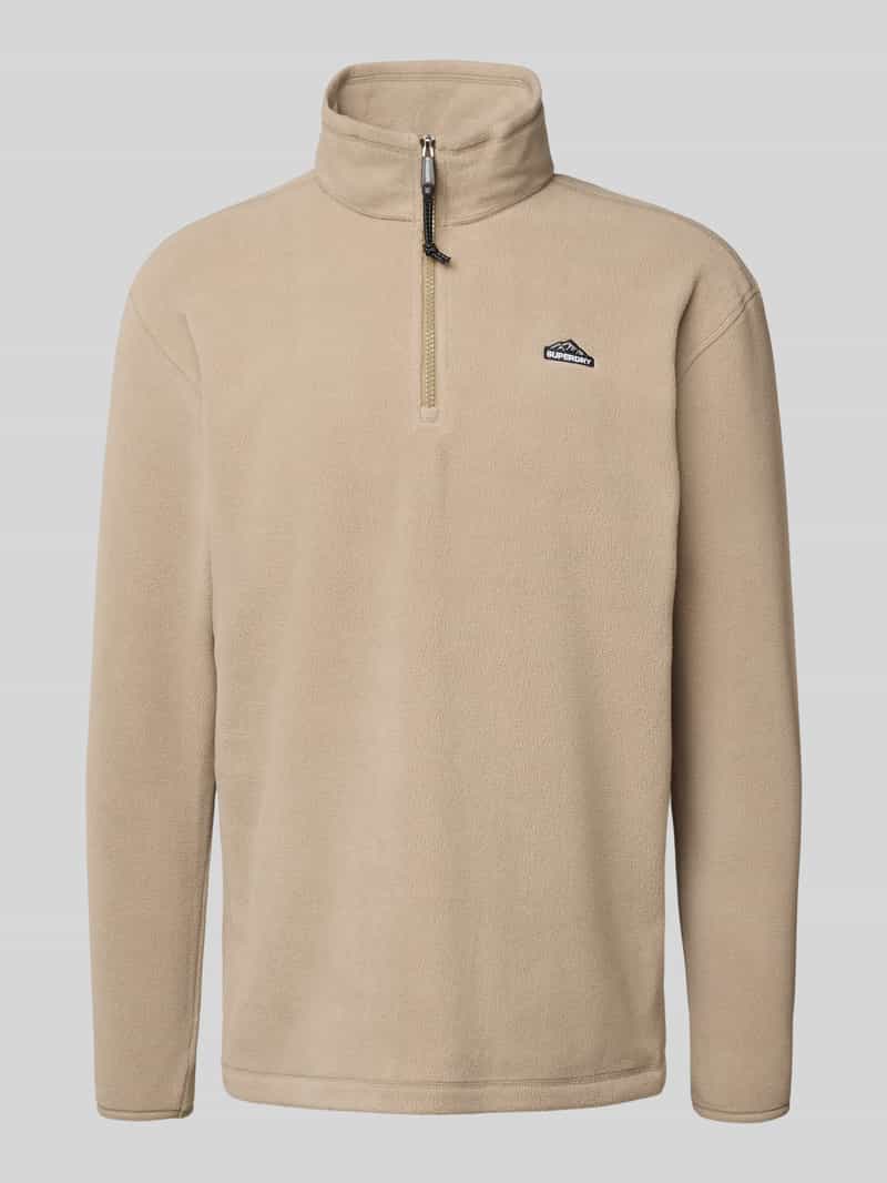 Superdry Fleecepullover met labelstitching en opstaande kraag