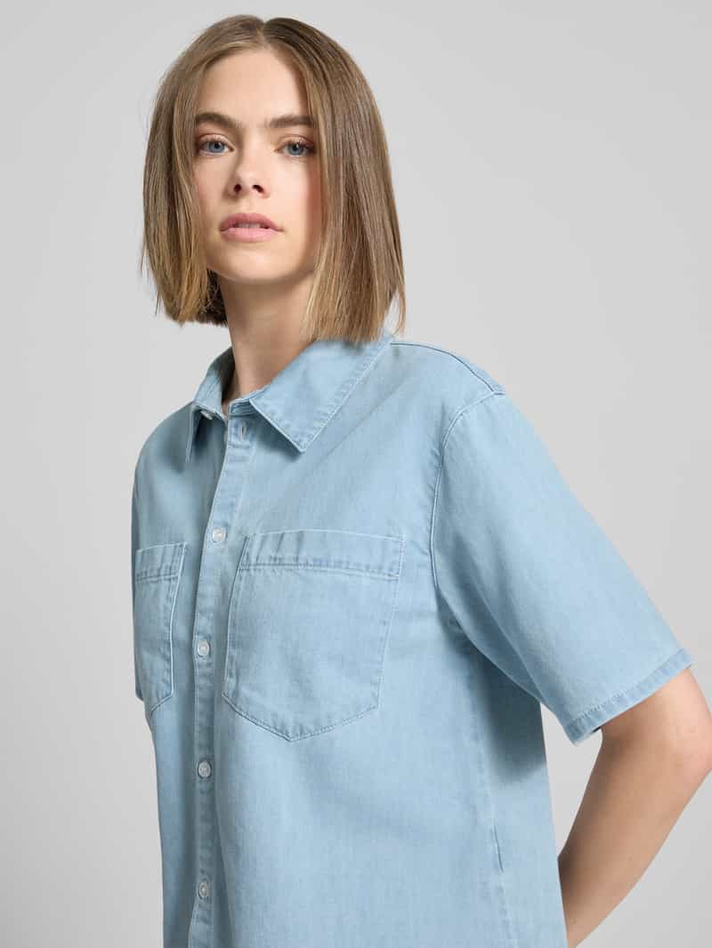 Pieces Relaxed fit jeansoverhemd van katoenmix model 'TULA'