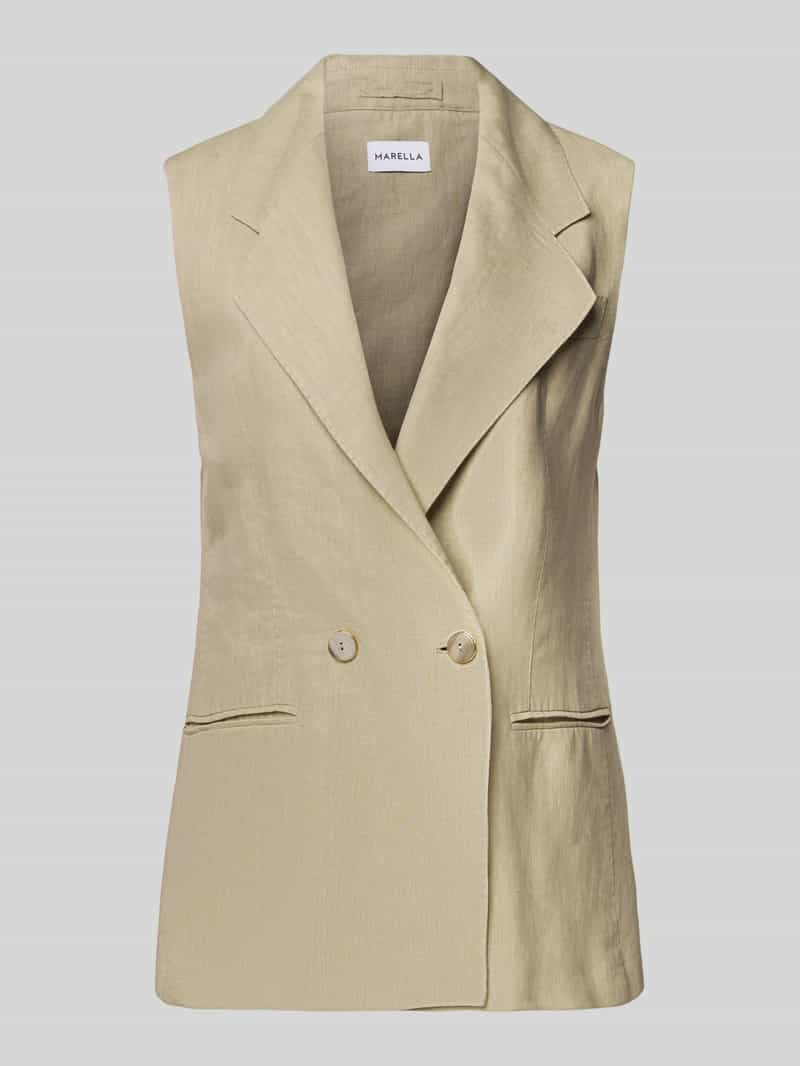 Marella Relaxed fit linnen gilet met paspelzakken model 'DRAMMA'