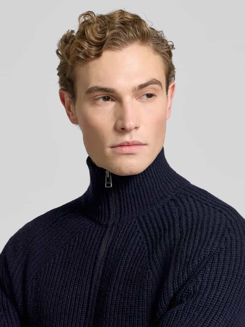 Forét Regular fit gebreid jack van zuivere wol