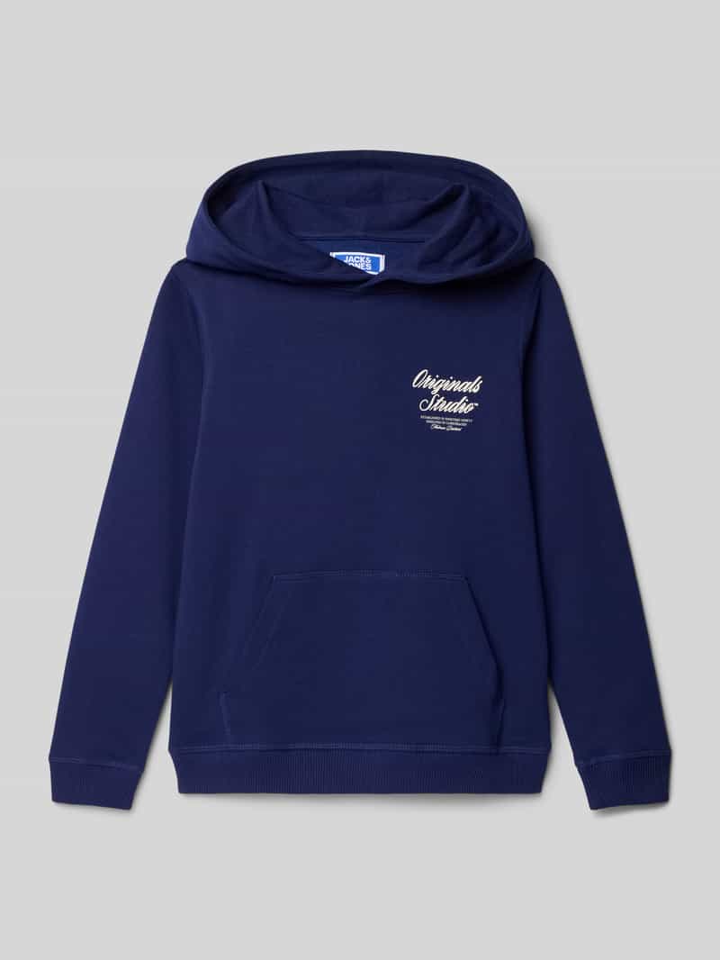 jack & jones Hoodie met labelprint en kangoeroezak