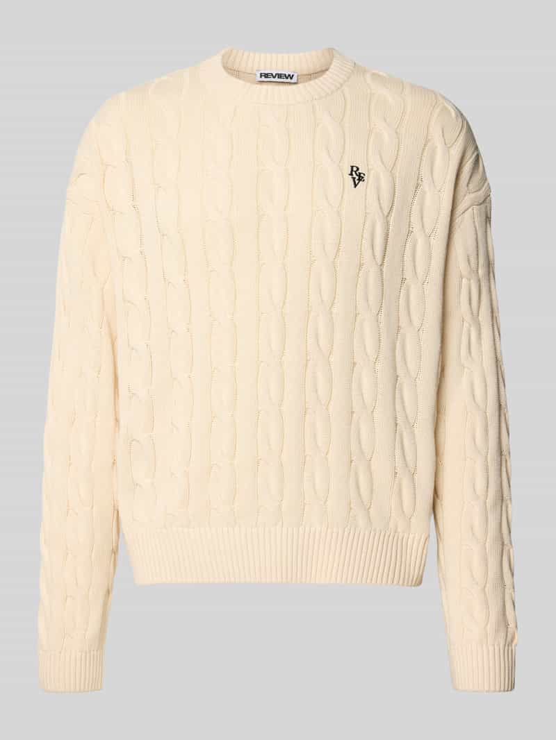 REVIEW Gebreide pullover met kabelpatroon en labelstitching