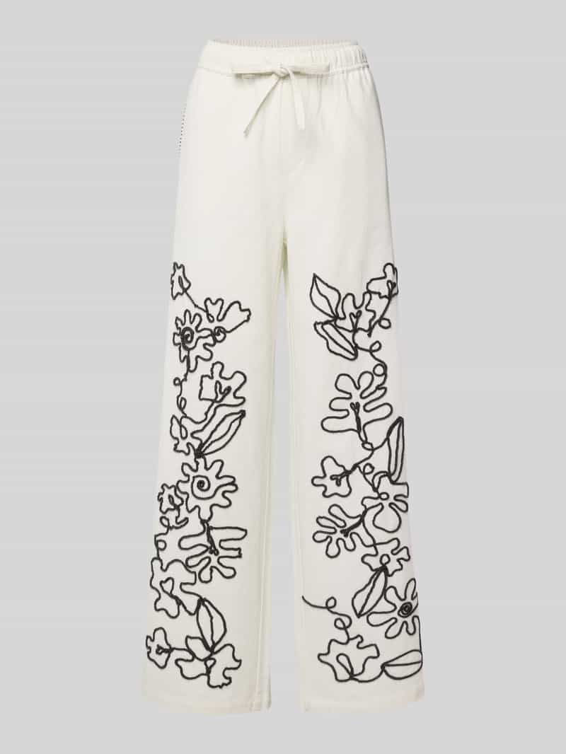 Jake*s Casual Broek met wijde pijpen en elastische band