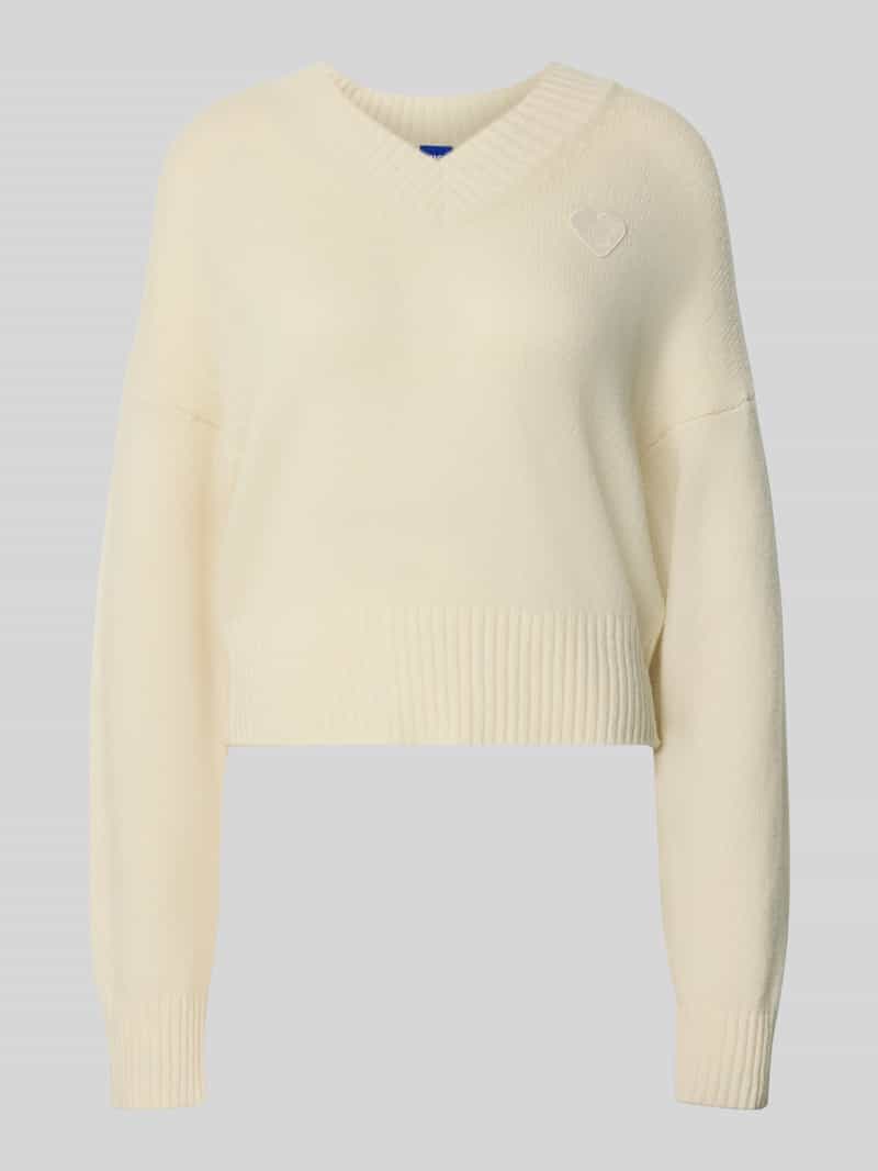 Hugo Blue Korte gebreide pullover van scheerwolmix model 'SCUTIE_B'