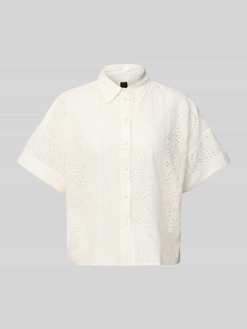 Boss Orange Overhemdblouse met broderie anglaise model 'Bisenas'