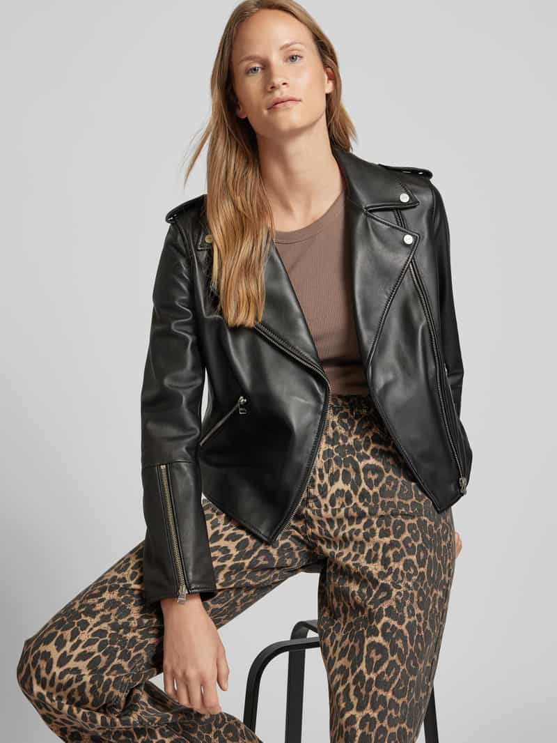HUGO Leren jack met ritszakken model 'Lujana'