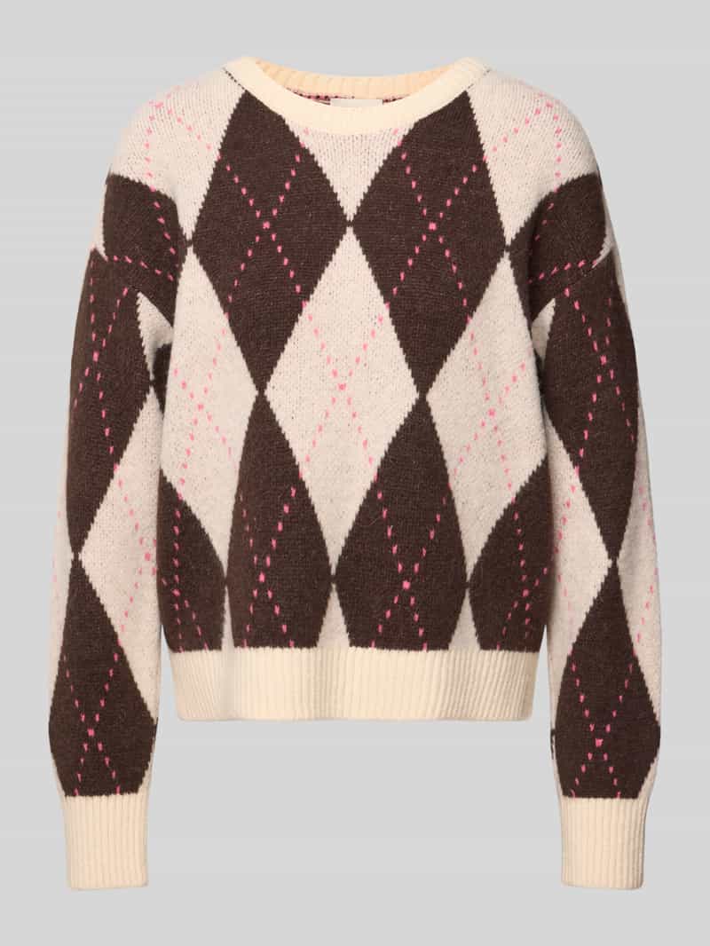 Milano italy Gebreide pullover in all-over look met ronde hals