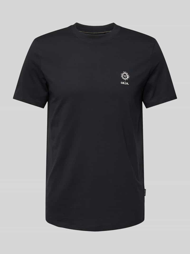 Blend T-shirt met motief- en statementstitching model 'JANUS'