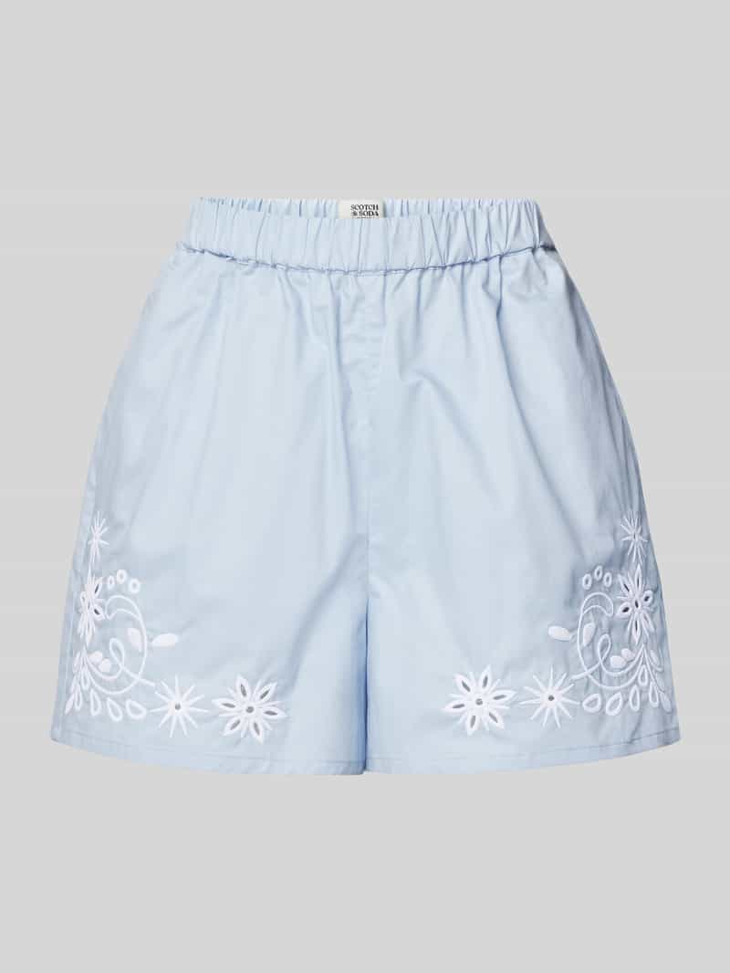 Scotch & Soda Korte relaxed fit broek met broderie anglaise