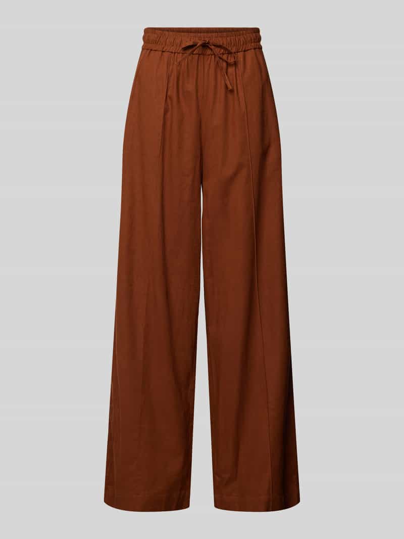 Gestuz Wide leg linnen broek met vaste persplooien model 'Leena'