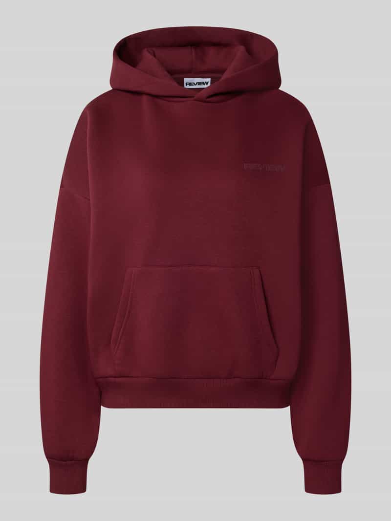 REVIEW relaxed fit hoodie van katoenmix met labeldetail