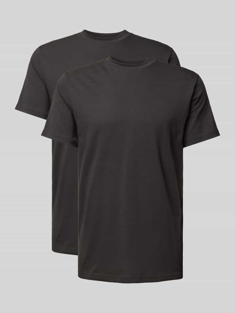 T-shirt met geribde ronde hals in set van 2