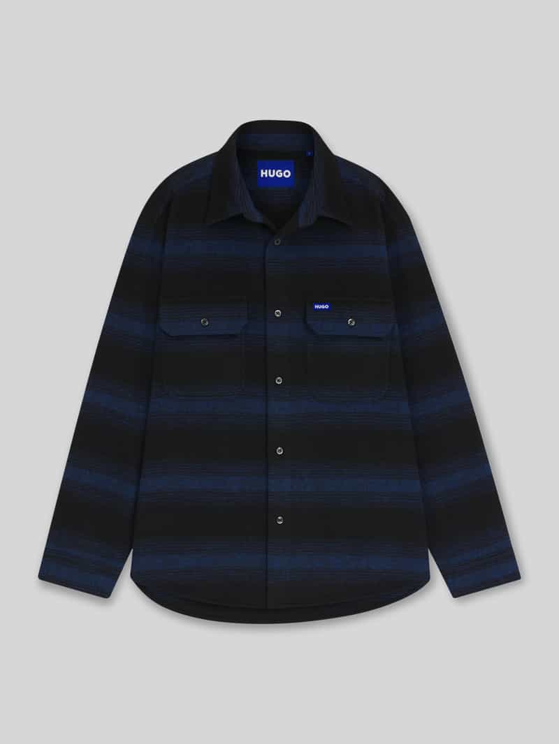 Hugo Blue Oversized flanellen overhemd met wol model 'EBOLT'