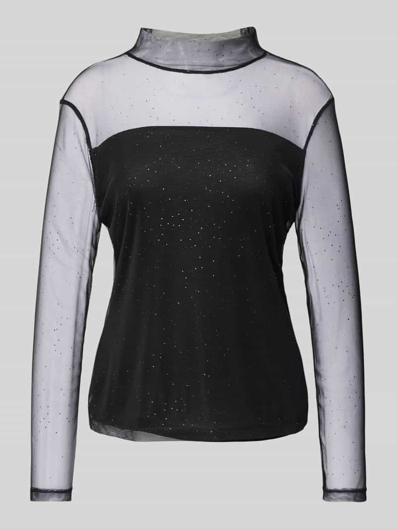 comma Shirt met lange mouwen en opstaande kraag