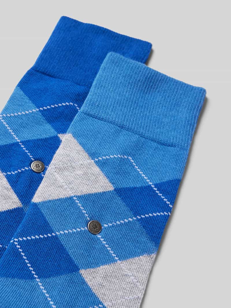 Burlington Sokken met labelapplicatie in een set van 2 paar model 'Everyday Argyle'
