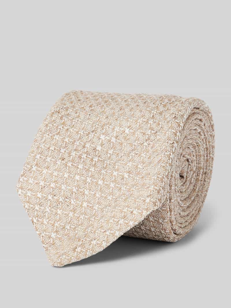Boss Zijden stropdas met linnen (7 5 cm)