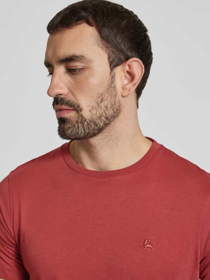 Lerros T-shirt met geribde ronde hals