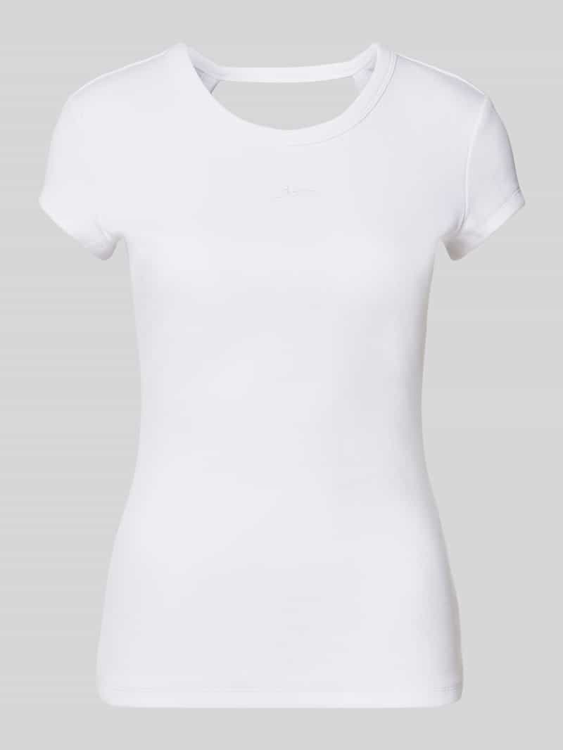 Boss Orange T-shirt in riblook met labelstitching