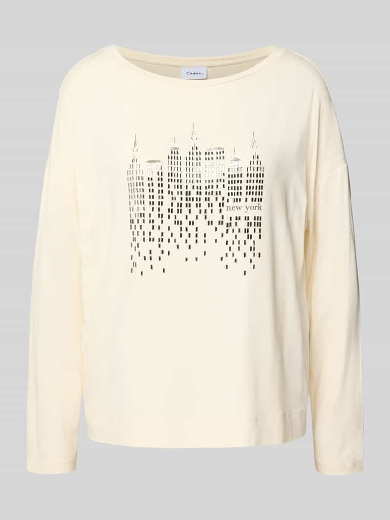 comma Oversized shirt met lange mouwen met labeldetail