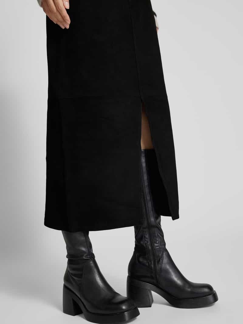 MOS MOSH Suède rok met loopsplit model 'Mella'
