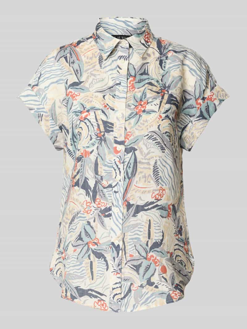 Lauren Ralph Lauren Slim fit linnen overhemdblouse met 1 2-mouwen model 'BROONO'