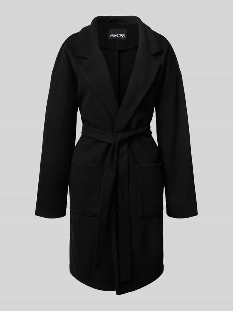 Pieces Regular fit lange jas met tailleriem model 'JOLENE'