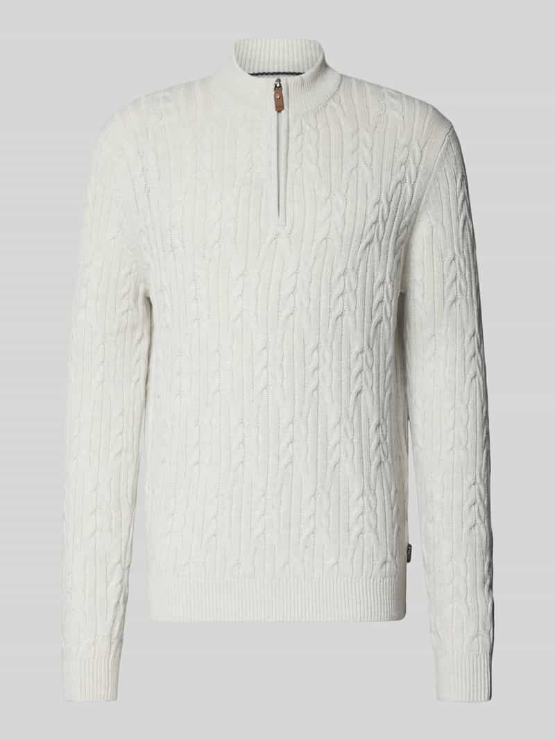 FYNCH-HATTON Slim fit gebreide pullover van mix van katoen en wol