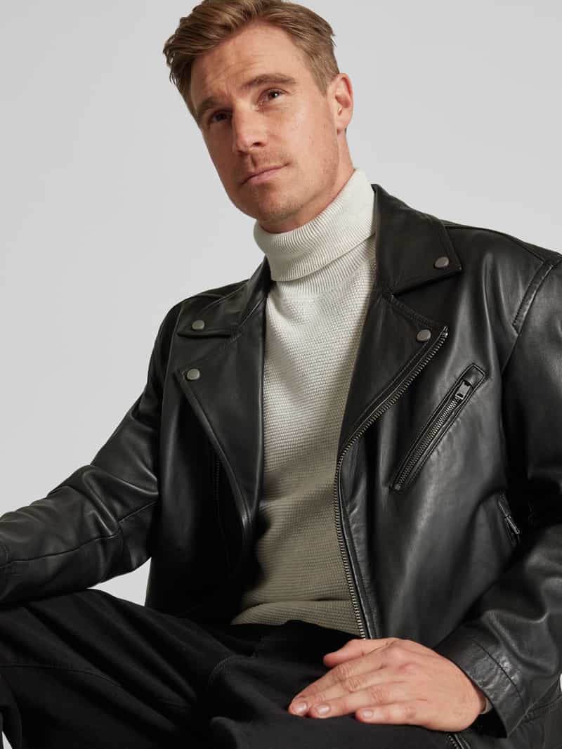 Boss Orange Leren jack met reverskraag model 'Jolush'