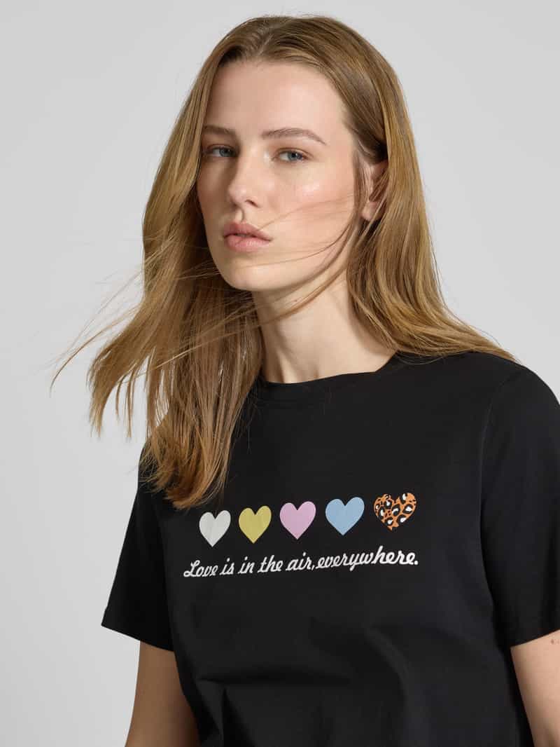 Pieces Regular fit T-shirt van puur katoen model 'MARIA'