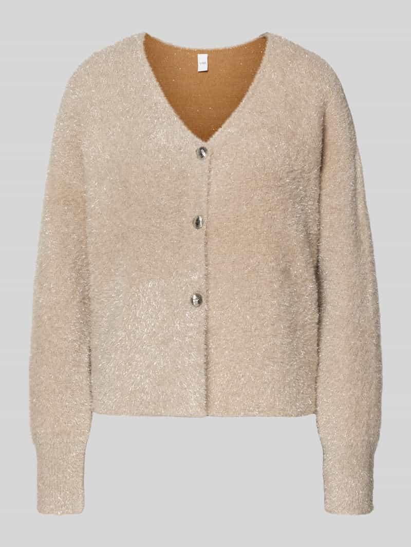 YAS Gebreid jack van effectgaren met V-hals model 'LISTRA'