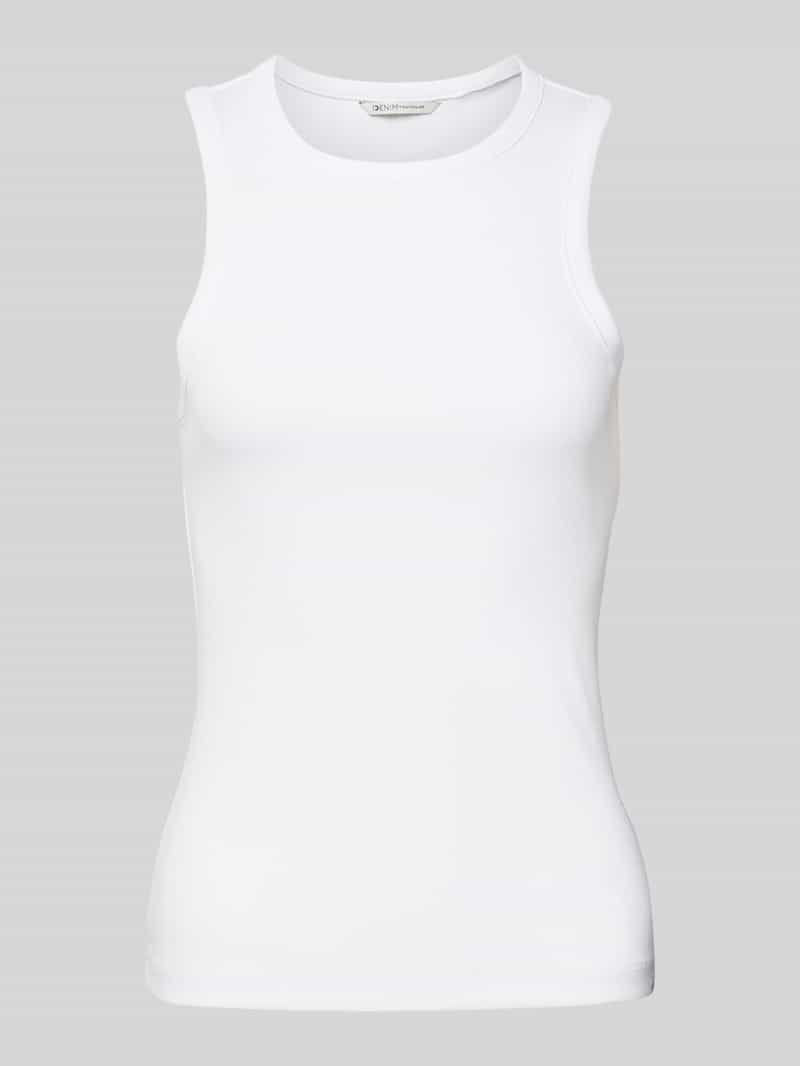 Tom Tailor Denim Slim fit tanktop van katoenmix met geribde look