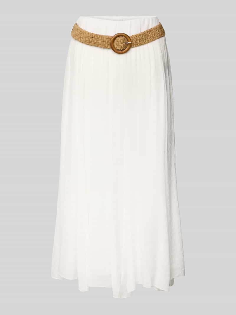 Apricot Midirok met riem in gevlochten look