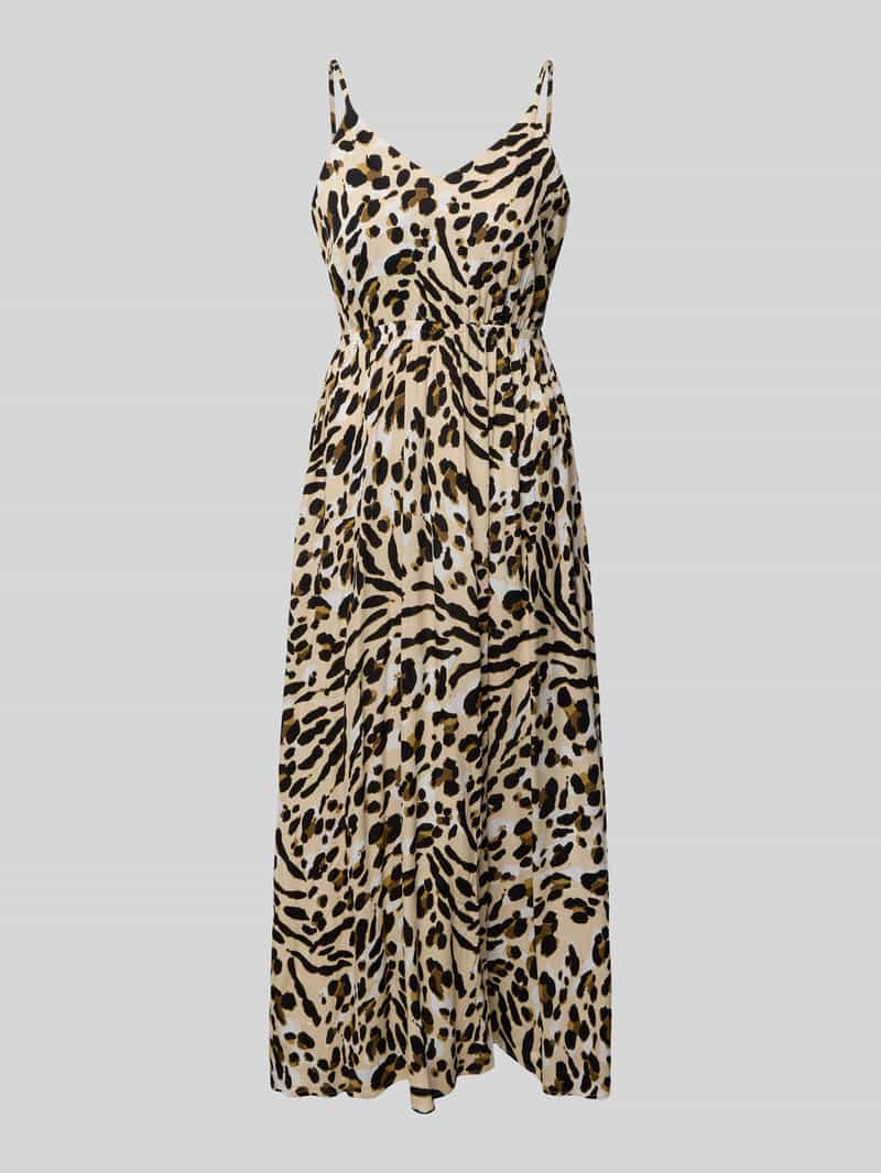 Ichi Midi-jurk van viscose met V-hals model 'MARRAKECH'
