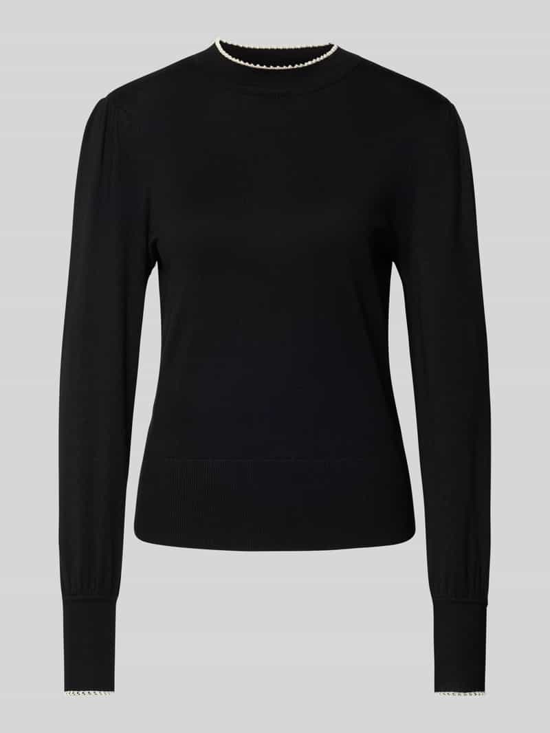 Zero Regular fit gebreide pullover van viscosemix met opstaande kraag