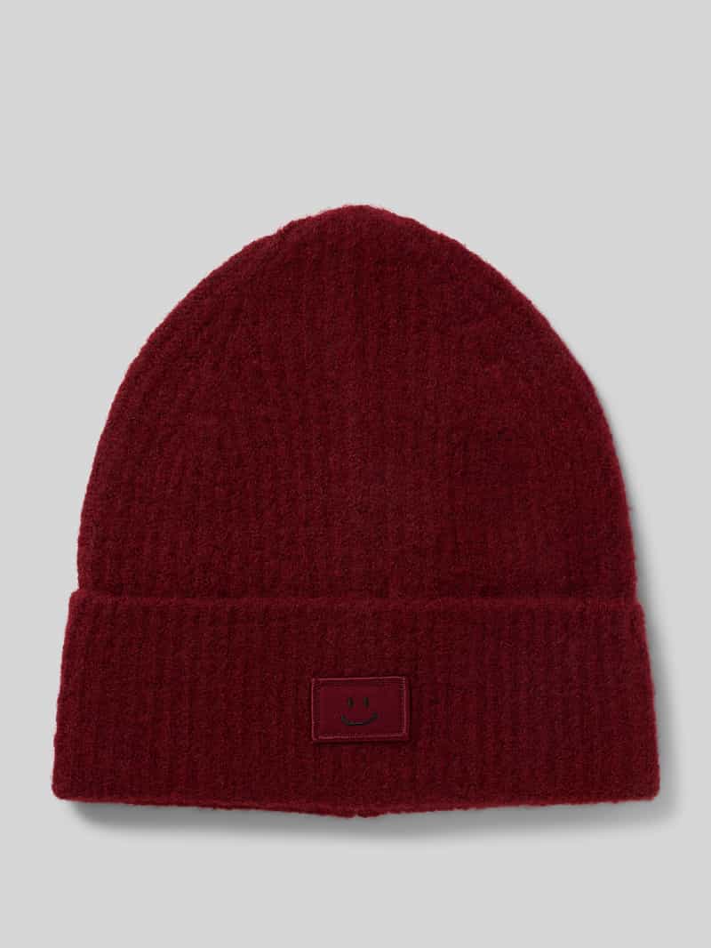 Jake*s Casual Beanie met brede omslag en motiefstitching