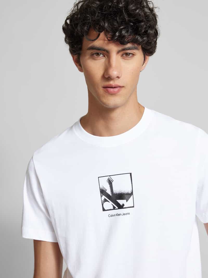 Calvin Klein Jeans T-shirt met labelprint model 'GRID BOX'