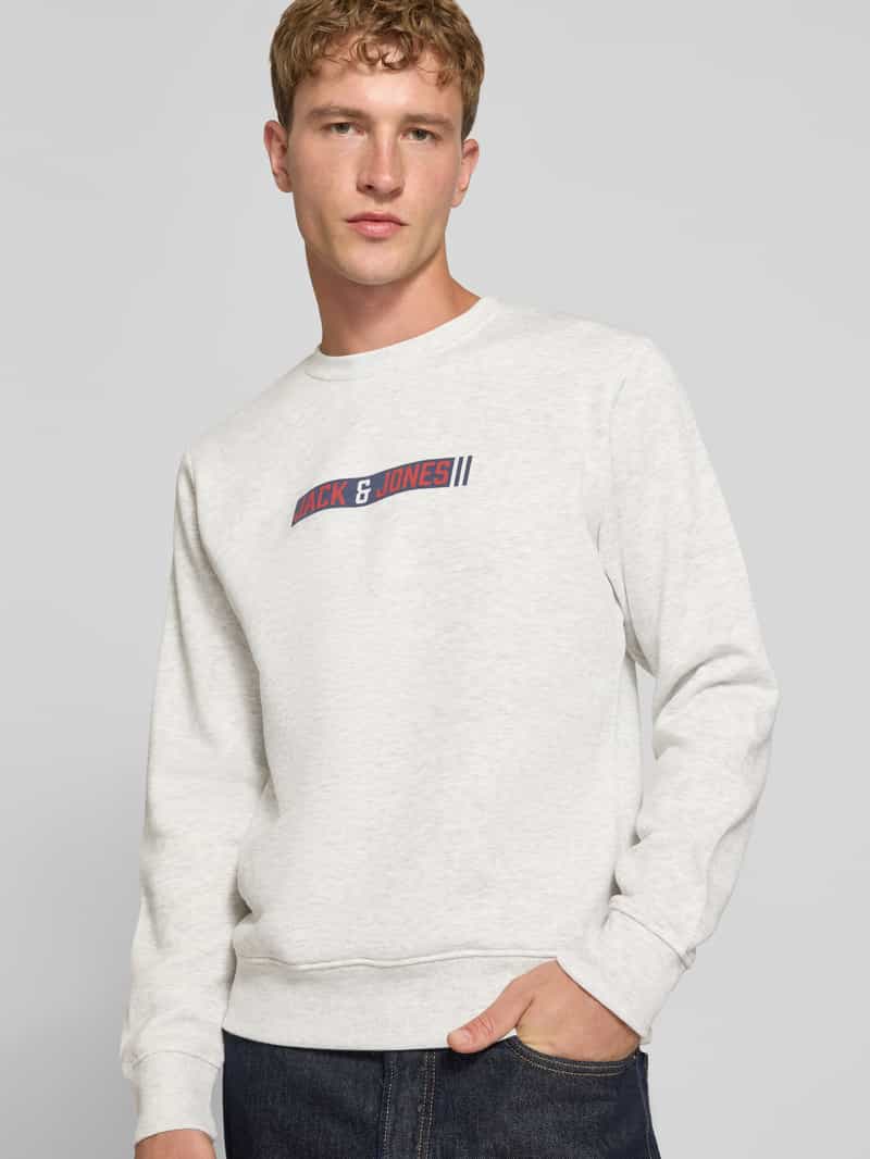 Jack & Jones Regular fit sweatshirt met katoen-aandeel model 'Munk' white melange, foto 4