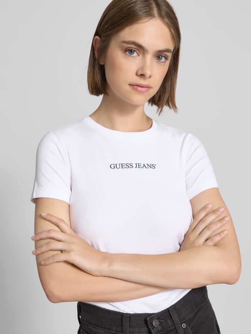 Guess Jeans Slim fit T-shirt met labelprint