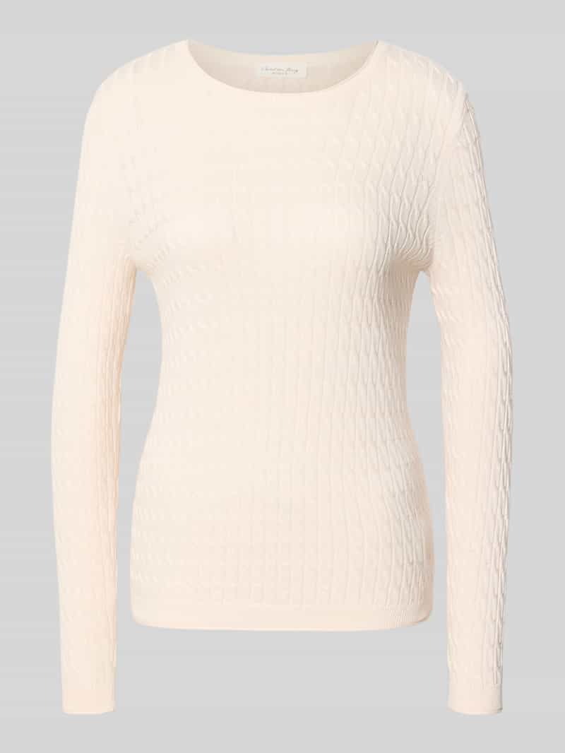 Slim gebreide pullover met kabelpatroon