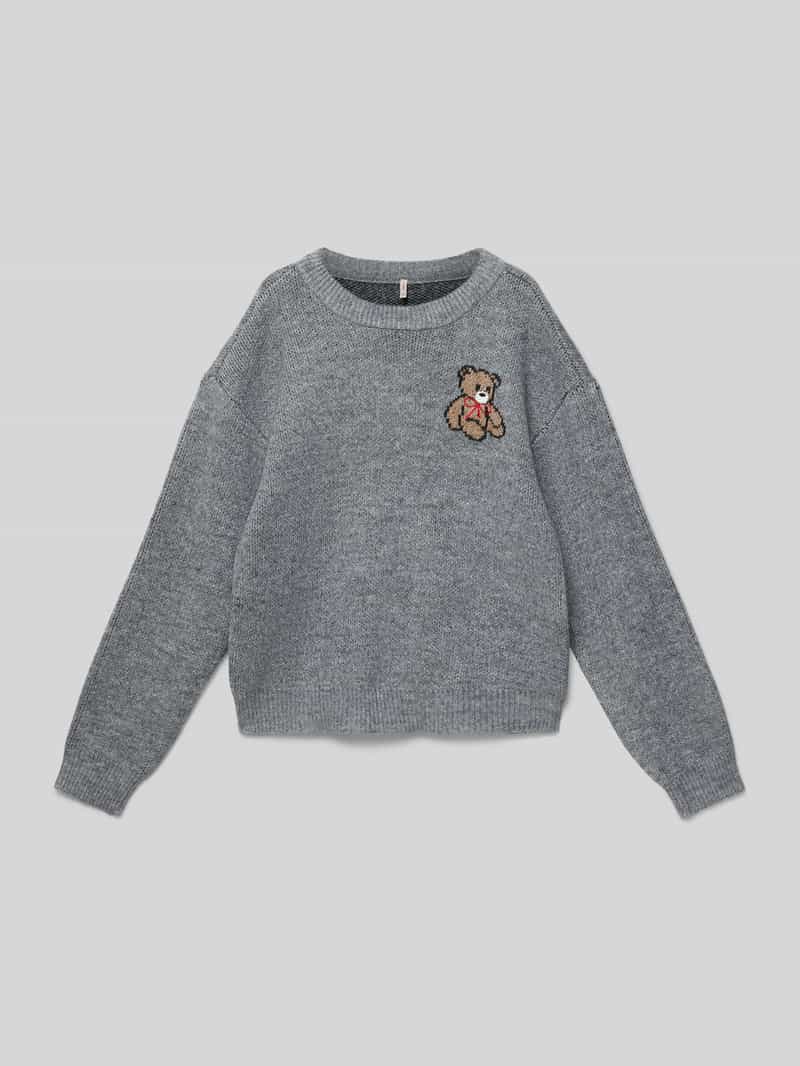 Only Regular fit gebreide pullover met motiefstitching model 'TEDDY'