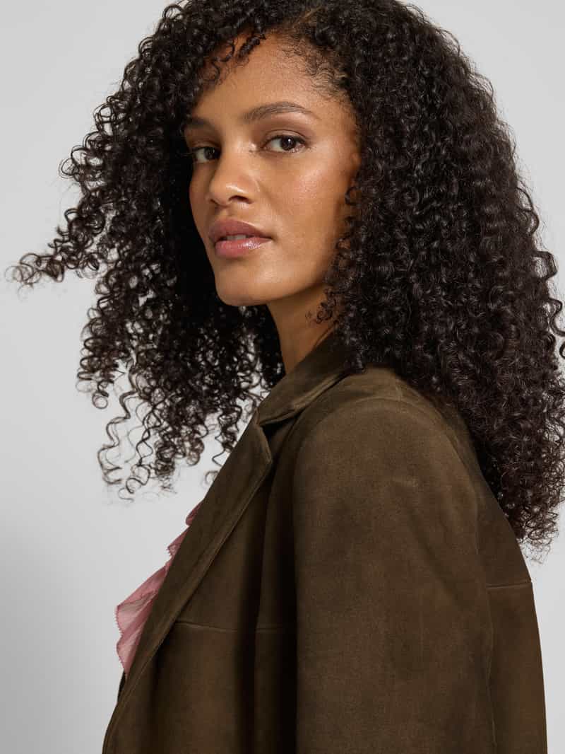 Jake*s Collection Leren jack met reverskraag en klepzakken