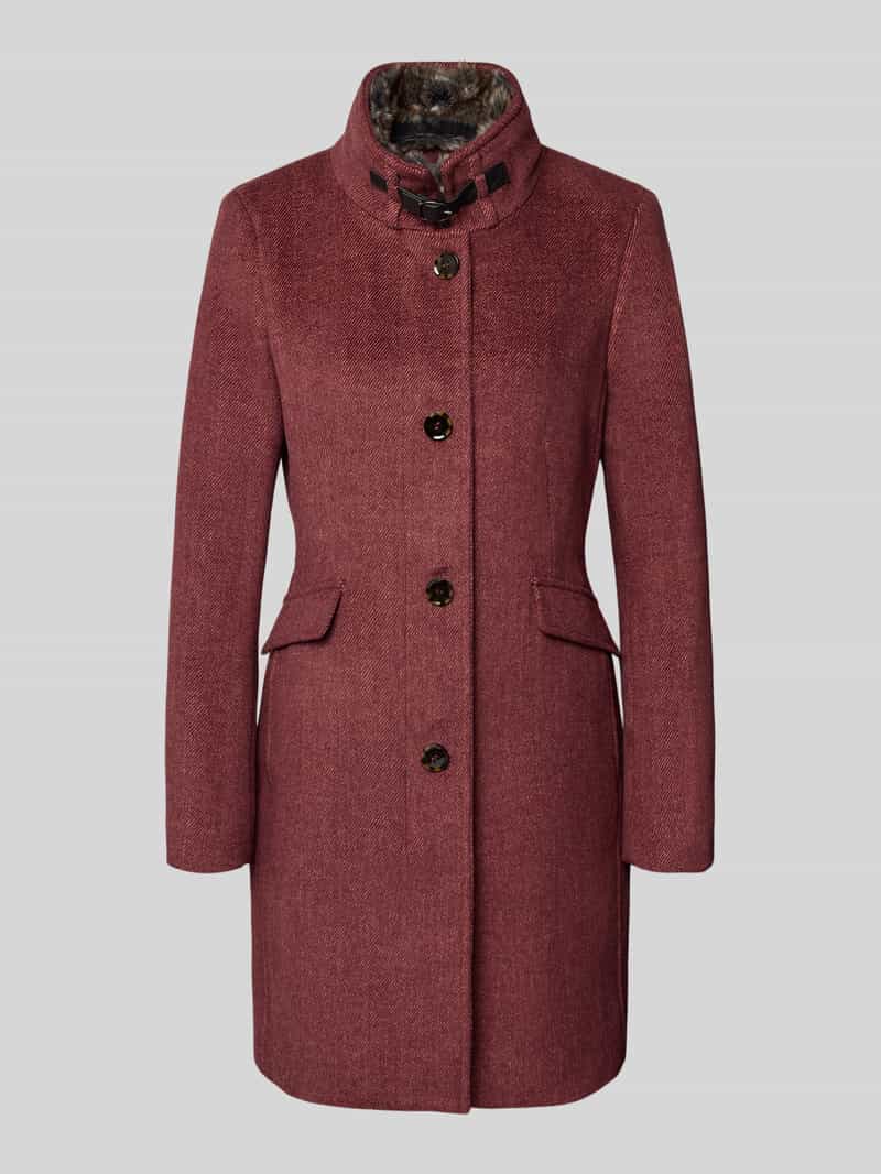 Christian Berg Woman Selection Lange jas met imitatiebont en klepzakken