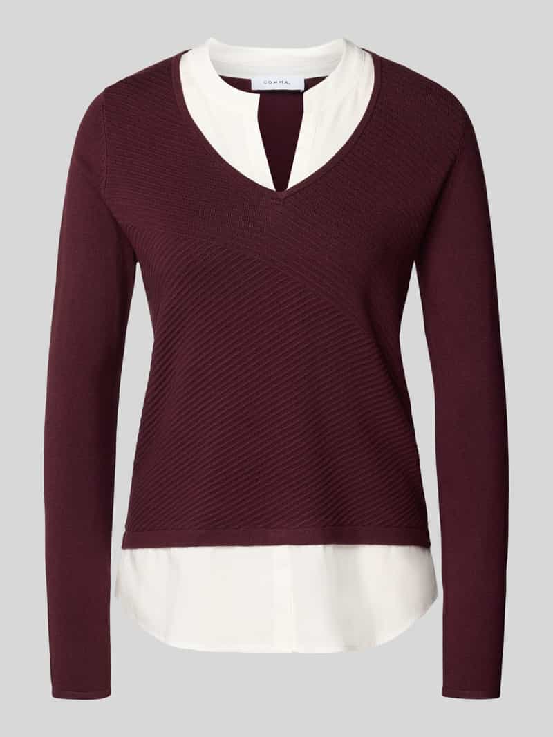 comma Gebreide pullover van viscosemix met V-hals