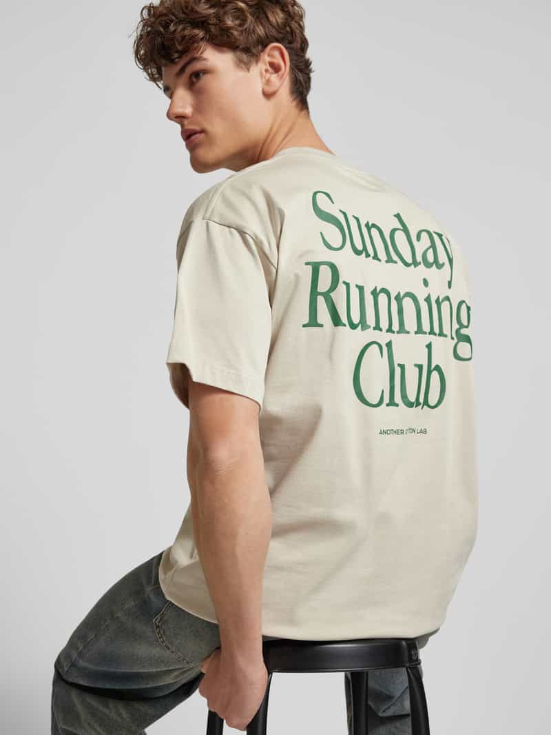 ANOTHER COTTON LAB Oversized T-shirt met statementprint model 'Sunday Running Club'