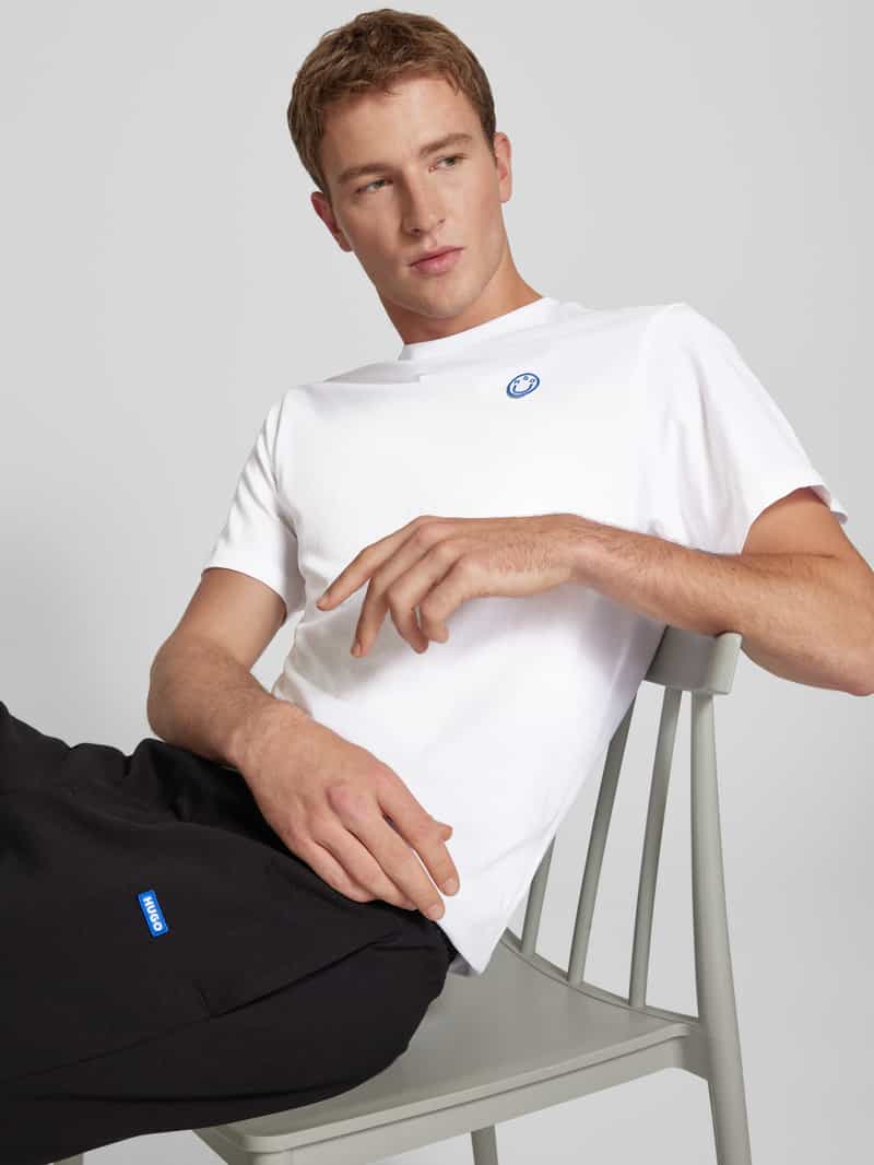 Hugo Blue T-shirt met labelpatch