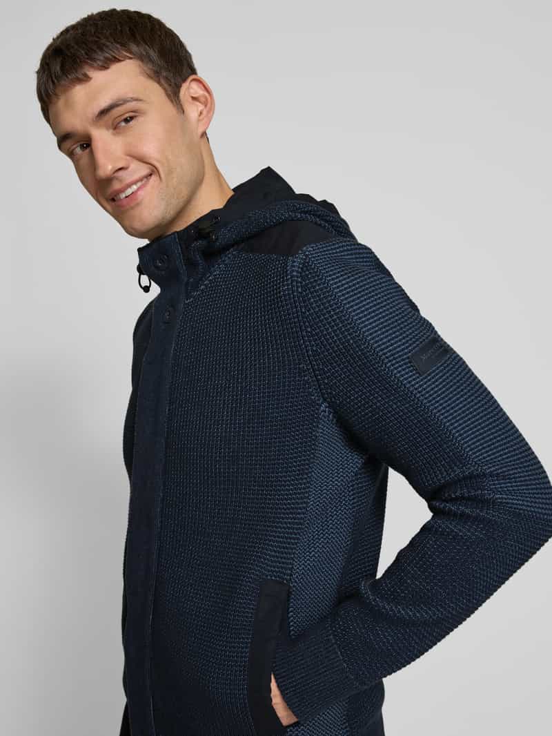 Marc O'Polo Regular fit gebreid jack van puur katoen met capuchon