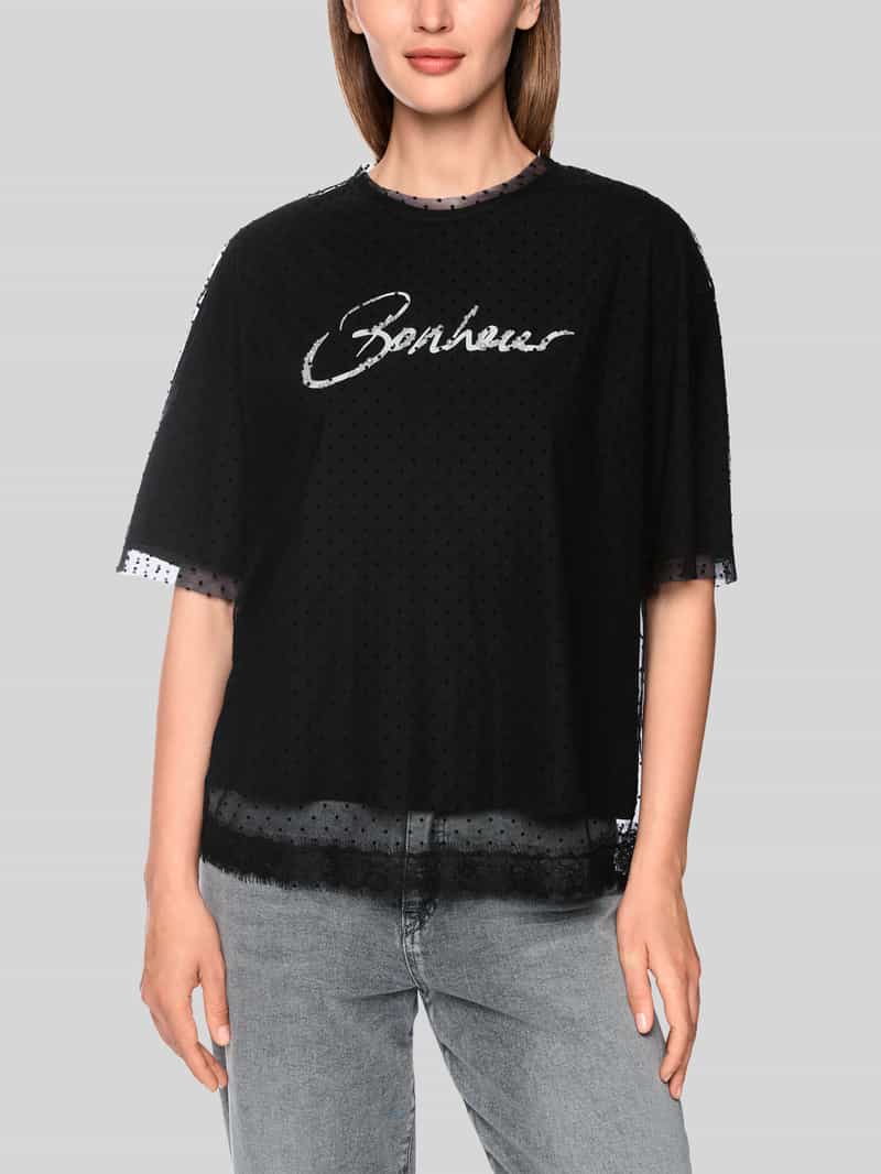 Marc Cain T-shirt met glitter-opschrift