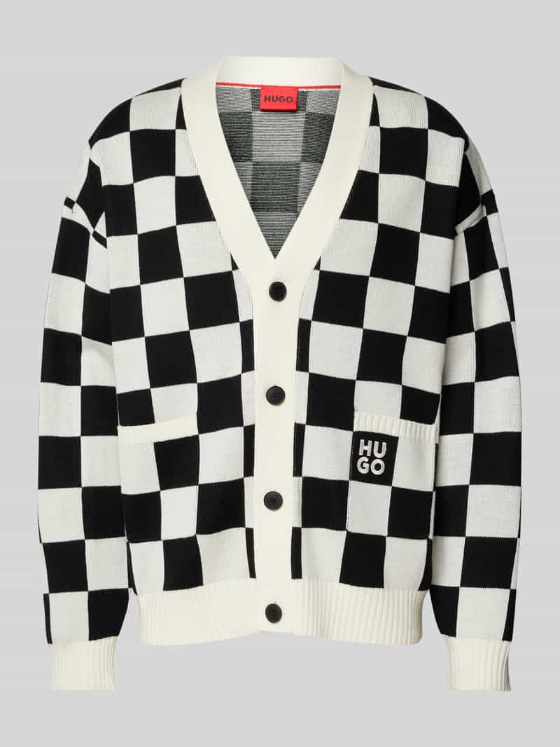 HUGO Gebreid jack met labelstitching model 'Skeeches'