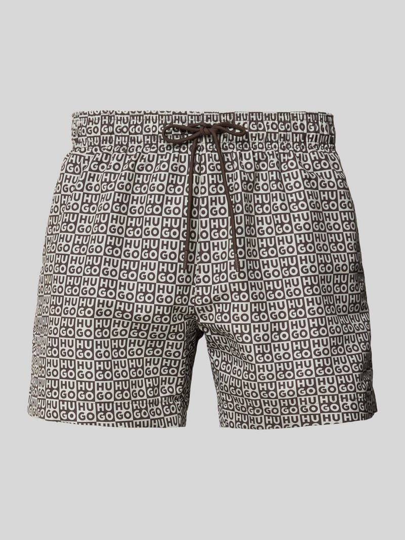 HUGO Badehose mit Label-Schriftzug